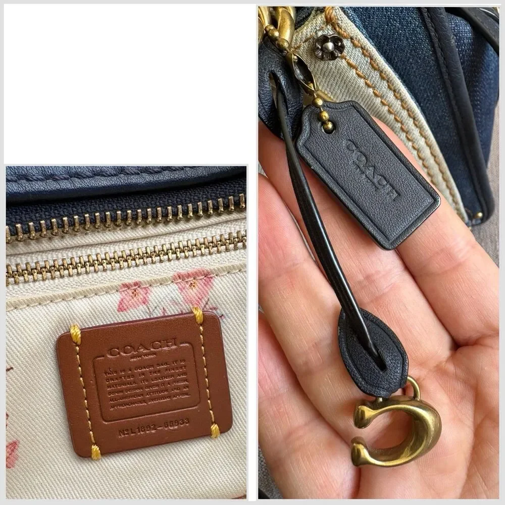 Coach Mini Dreamer 21 Denim ColorBlock  Satchel Crossbody Bag EUC